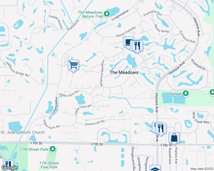 map of restaurants, bars, coffee shops, grocery stores, and more near 4717 Ringwood Meadow in Sarasota