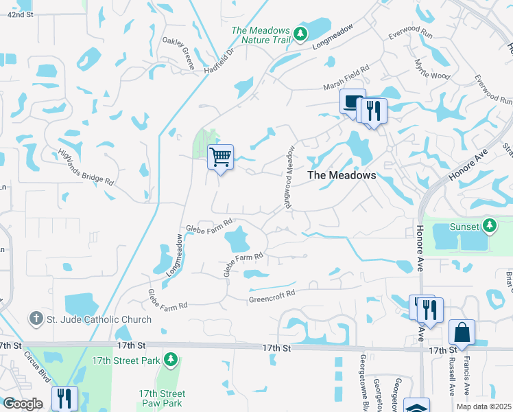 map of restaurants, bars, coffee shops, grocery stores, and more near 4713 Chandlers Forde in Sarasota