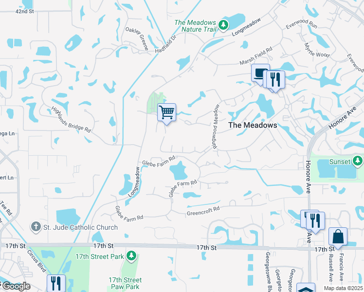 map of restaurants, bars, coffee shops, grocery stores, and more near 4713 Chandlers Forde in Sarasota