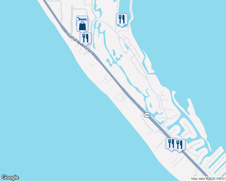 map of restaurants, bars, coffee shops, grocery stores, and more near 2165 Gulf of Mexico Drive in Longboat Key