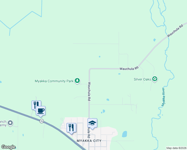 map of restaurants, bars, coffee shops, grocery stores, and more near 9995 Wauchula Road in Myakka City