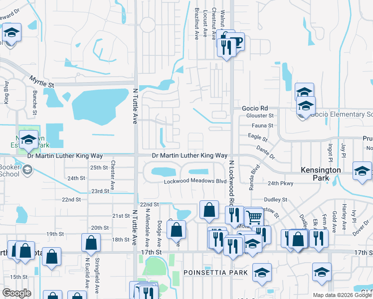 map of restaurants, bars, coffee shops, grocery stores, and more near 3045 Lockwood Lake Circle in Sarasota