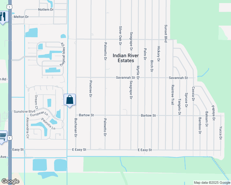 map of restaurants, bars, coffee shops, grocery stores, and more near 5713 Silver Oak Drive in Fort Pierce
