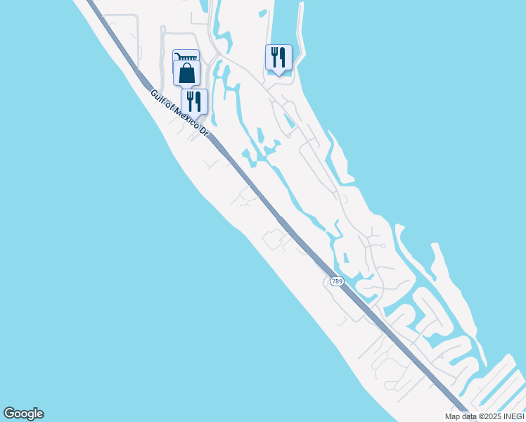 map of restaurants, bars, coffee shops, grocery stores, and more near 2171 Gulf of Mexico Drive in Longboat Key
