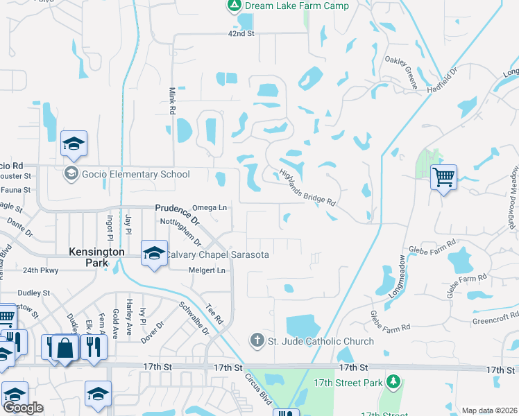 map of restaurants, bars, coffee shops, grocery stores, and more near 2749 Feiffer Circle in Sarasota