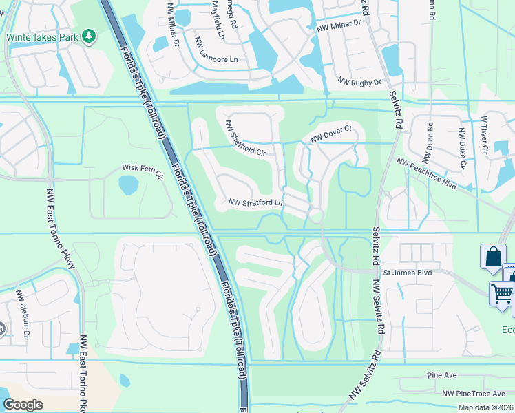 map of restaurants, bars, coffee shops, grocery stores, and more near 337 Northwest Stratford Lane in Port St. Lucie