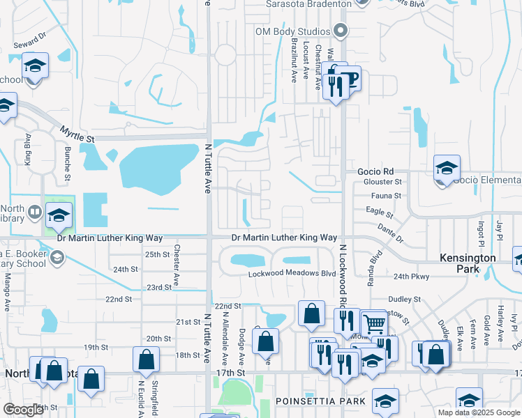 map of restaurants, bars, coffee shops, grocery stores, and more near 2901 Regency Cove in Sarasota