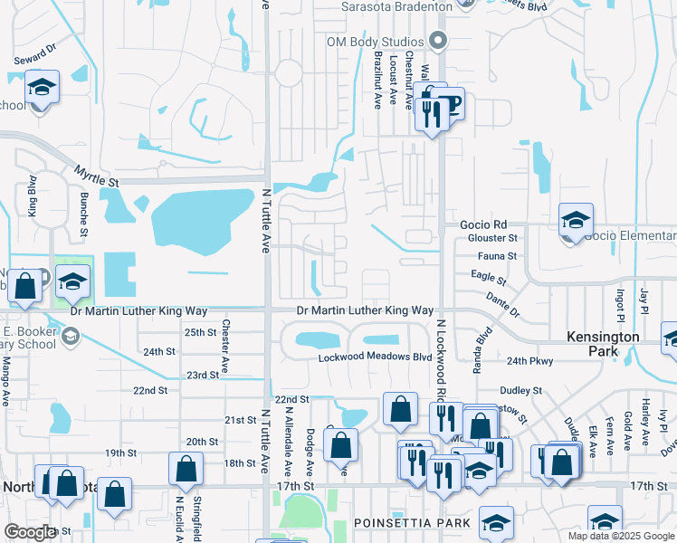 map of restaurants, bars, coffee shops, grocery stores, and more near 2919 Regency Cove in Sarasota