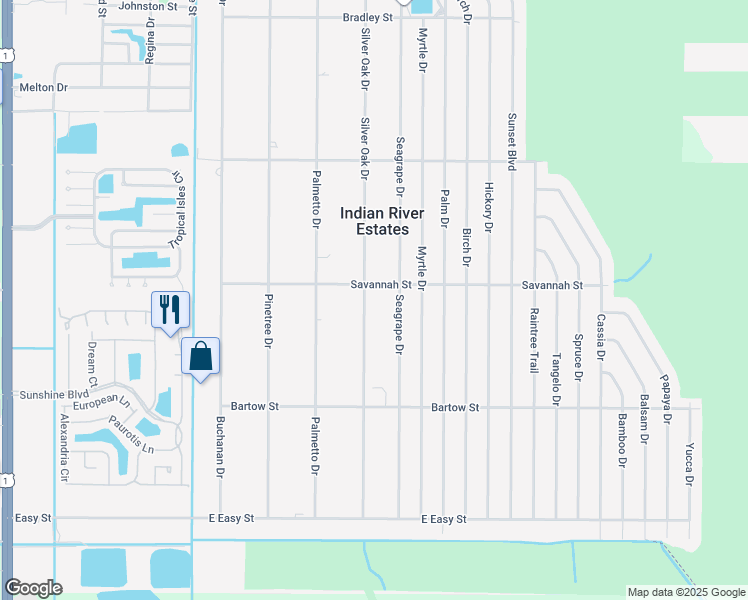 map of restaurants, bars, coffee shops, grocery stores, and more near 5702 Silver Oak Drive in Fort Pierce