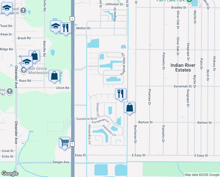map of restaurants, bars, coffee shops, grocery stores, and more near 5684 Boca Chica Court in Fort Pierce