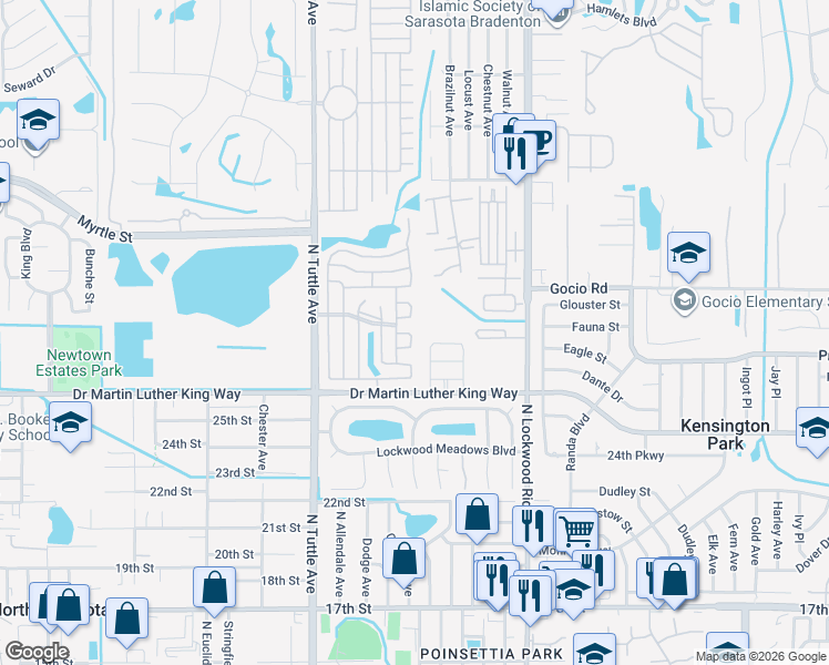 map of restaurants, bars, coffee shops, grocery stores, and more near 2964 Regency Cove in Sarasota