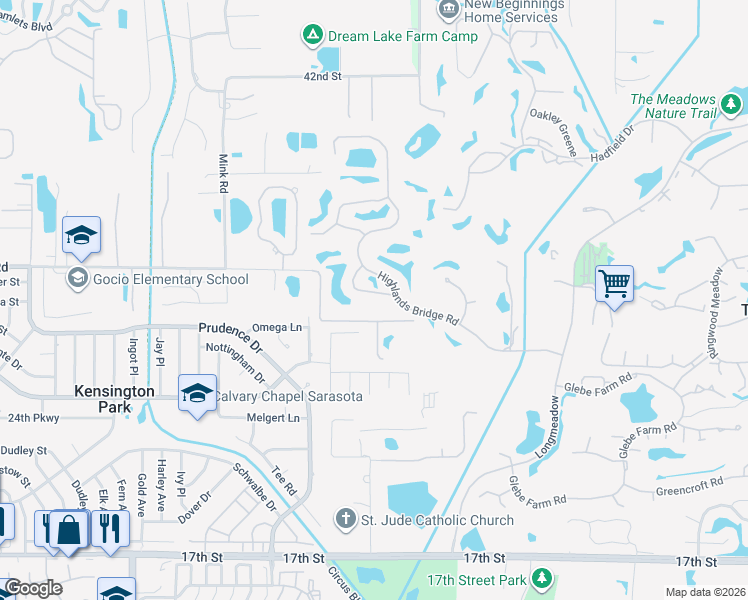 map of restaurants, bars, coffee shops, grocery stores, and more near 4001 Gocio Road Extention in Sarasota