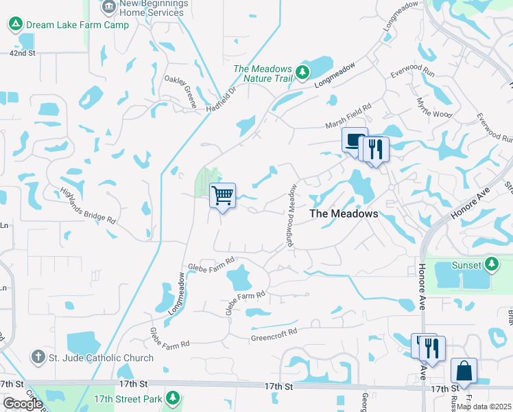 map of restaurants, bars, coffee shops, grocery stores, and more near 4578 Longwater Chase in Sarasota