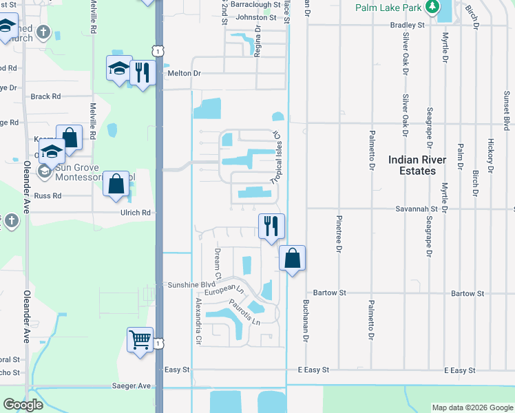 map of restaurants, bars, coffee shops, grocery stores, and more near 5684 Boca Chica Court in Fort Pierce