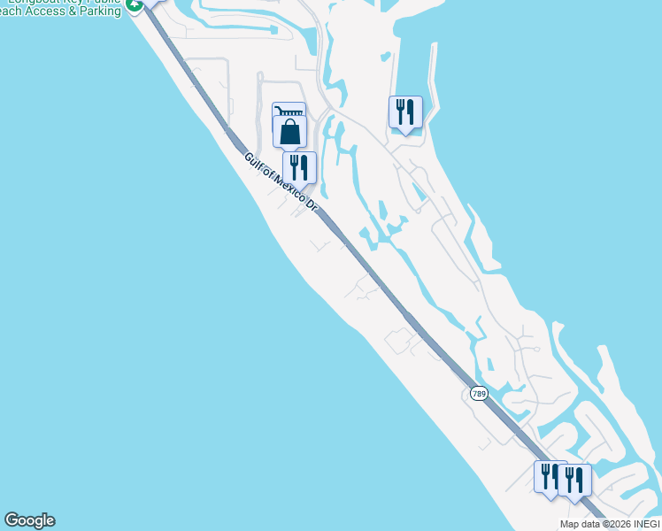 map of restaurants, bars, coffee shops, grocery stores, and more near 2333 Gulf of Mexico Drive in Longboat Key