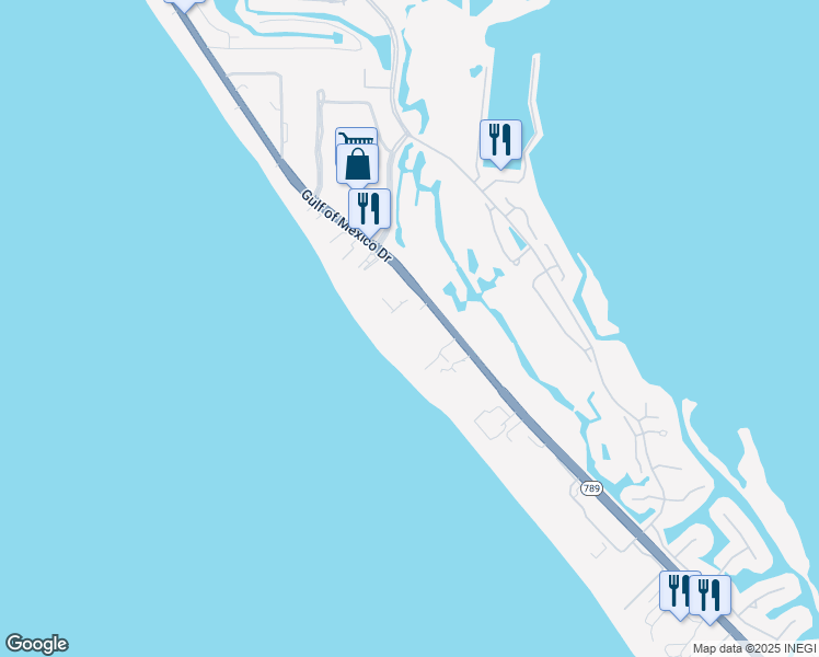 map of restaurants, bars, coffee shops, grocery stores, and more near 2377 Gulf of Mexico Drive in Longboat Key
