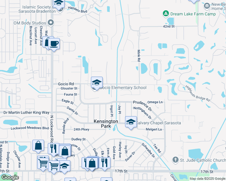 map of restaurants, bars, coffee shops, grocery stores, and more near 3010 North Oriente Avenue in Sarasota