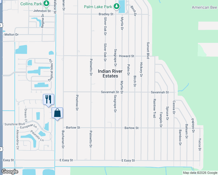 map of restaurants, bars, coffee shops, grocery stores, and more near 5518 Silver Oak Drive in Fort Pierce
