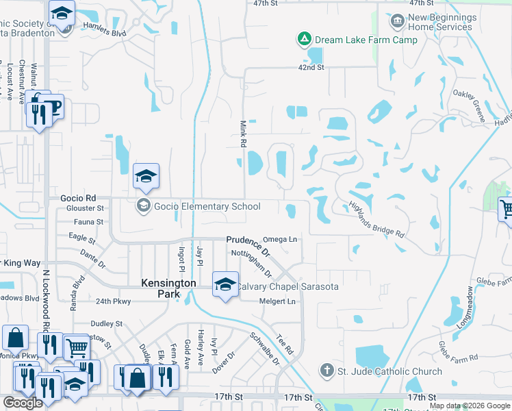 map of restaurants, bars, coffee shops, grocery stores, and more near 3818 Gocio Road Extention in Sarasota