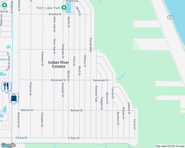 map of restaurants, bars, coffee shops, grocery stores, and more near 5602 Sunset Boulevard in Fort Pierce