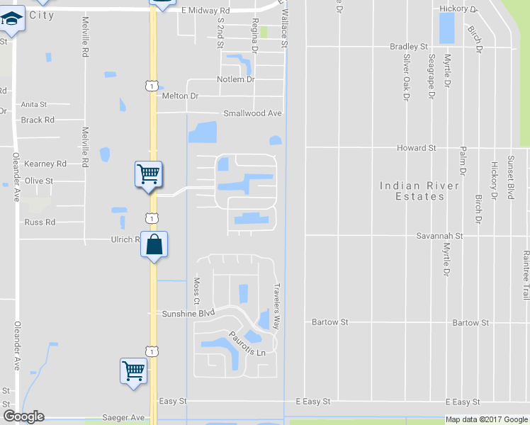 map of restaurants, bars, coffee shops, grocery stores, and more near 484 Tropical Isles Circle in Fort Pierce