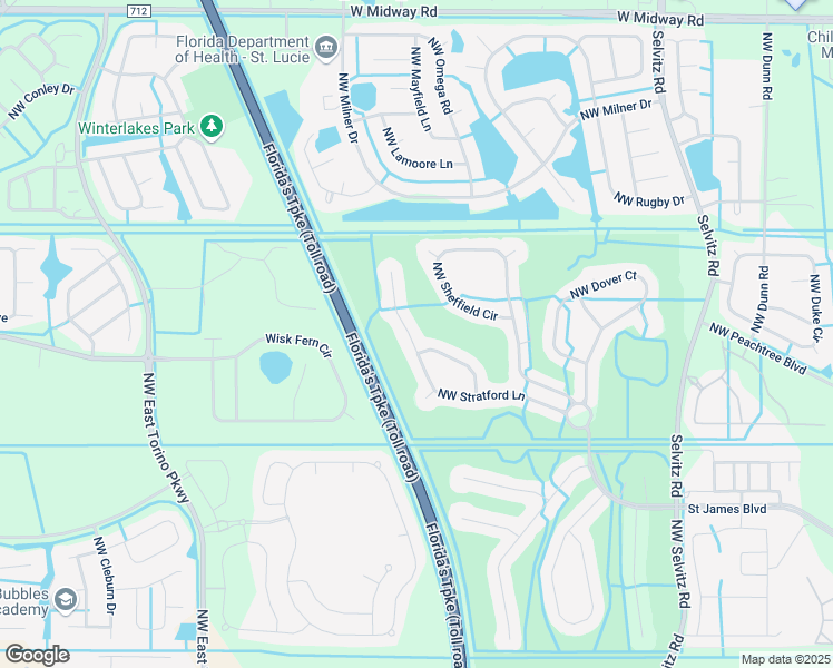 map of restaurants, bars, coffee shops, grocery stores, and more near 385 Northwest Stratford Lane in Port St. Lucie