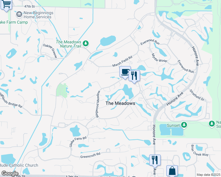 map of restaurants, bars, coffee shops, grocery stores, and more near 3140 Ringwood Meadow in Sarasota
