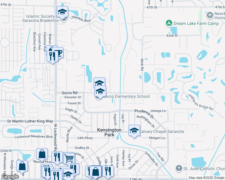 map of restaurants, bars, coffee shops, grocery stores, and more near 3036 North Oriente Avenue in Sarasota