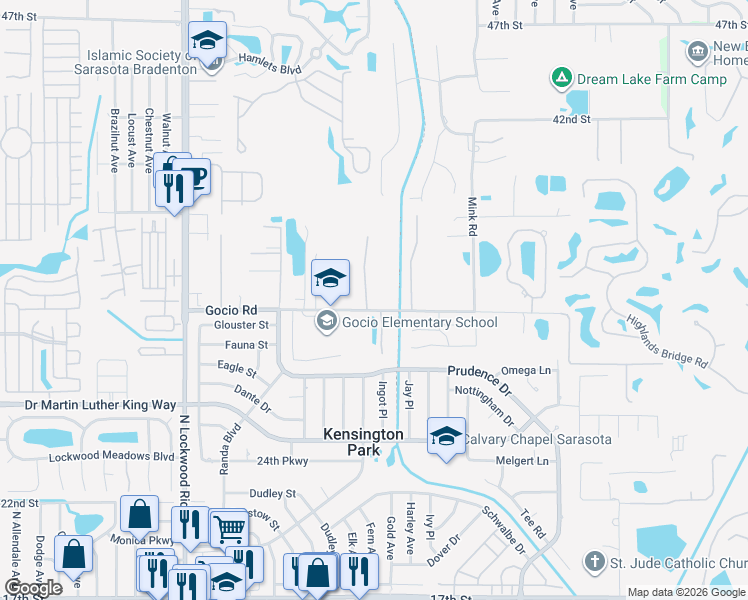 map of restaurants, bars, coffee shops, grocery stores, and more near 3036 North Oriente Avenue in Sarasota