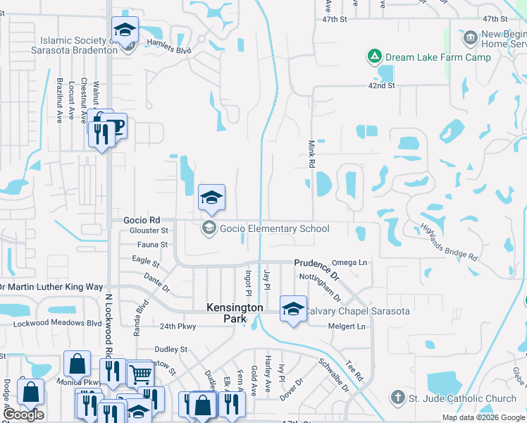 map of restaurants, bars, coffee shops, grocery stores, and more near 3282 Tobero Lane in Sarasota