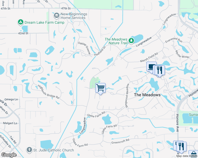 map of restaurants, bars, coffee shops, grocery stores, and more near 3117 Longmeadow in Sarasota