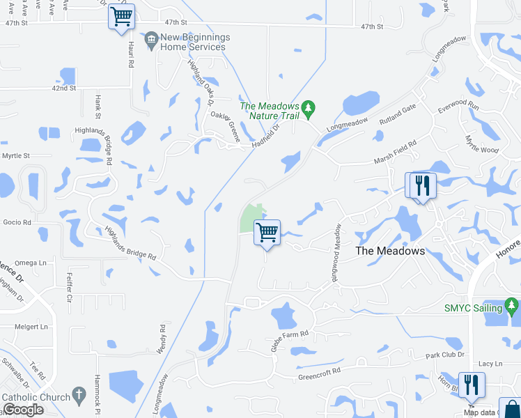 map of restaurants, bars, coffee shops, grocery stores, and more near 3117 Longmeadow in Sarasota