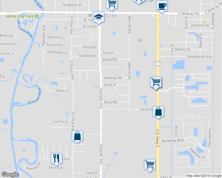 map of restaurants, bars, coffee shops, grocery stores, and more near 5610 Smith Lane in Fort Pierce