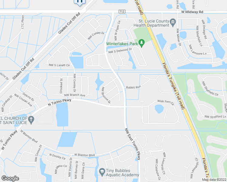 map of restaurants, bars, coffee shops, grocery stores, and more near 5414 Northwest Bolin Street in Port Saint Lucie