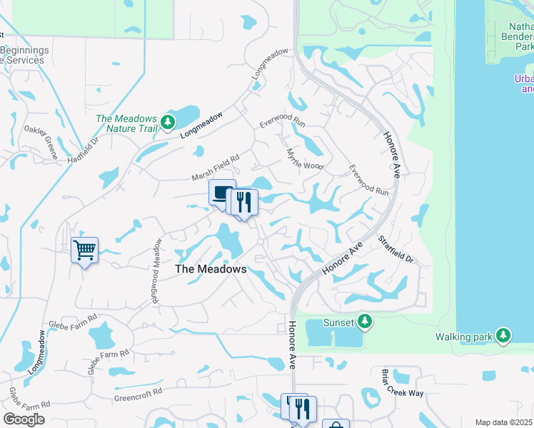 map of restaurants, bars, coffee shops, grocery stores, and more near 5164 Willow Links in Sarasota