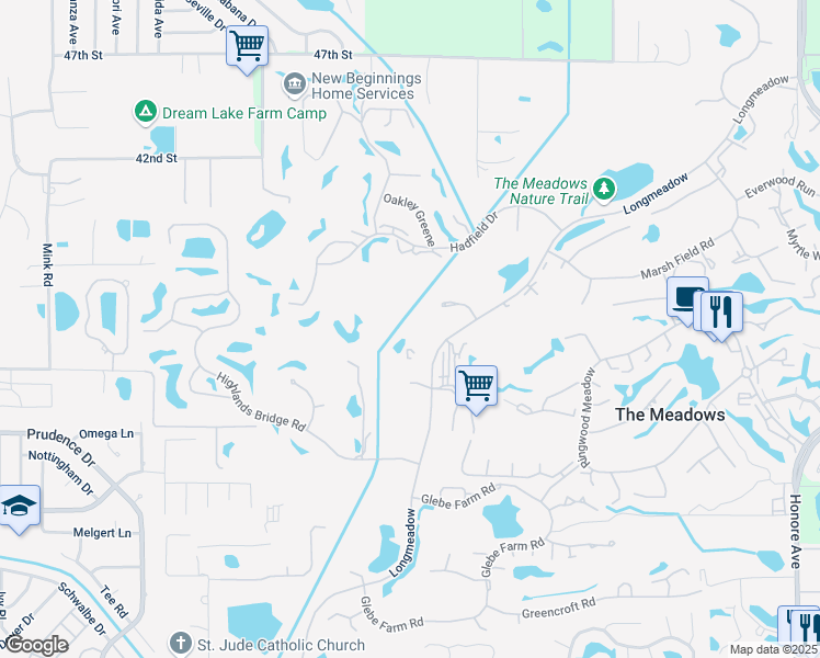 map of restaurants, bars, coffee shops, grocery stores, and more near 3428 Longmeadow in Sarasota