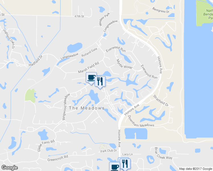 map of restaurants, bars, coffee shops, grocery stores, and more near 5164 Willow Links in Sarasota