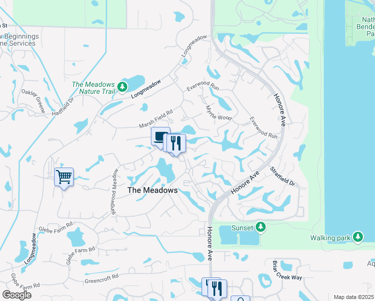 map of restaurants, bars, coffee shops, grocery stores, and more near 5164 Willow Links in Sarasota