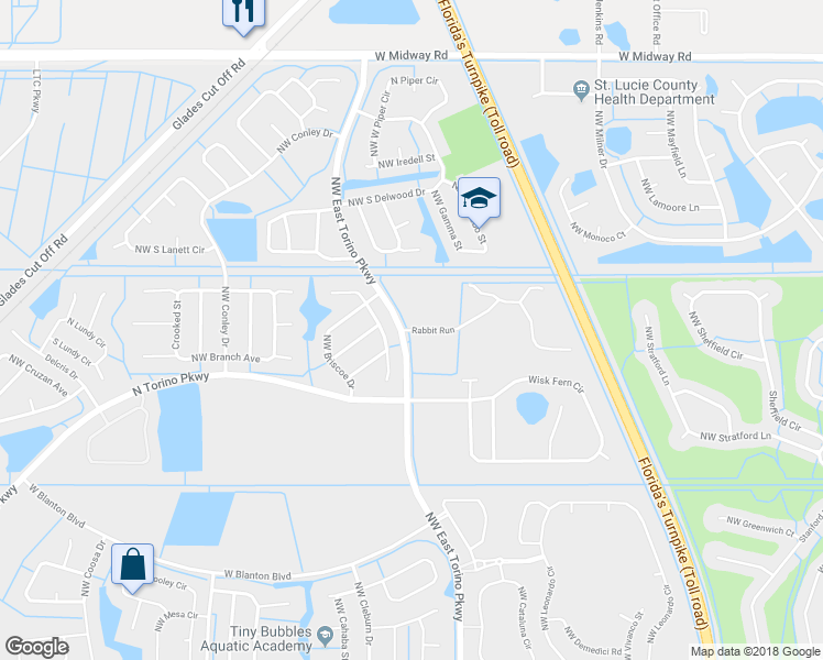 map of restaurants, bars, coffee shops, grocery stores, and more near 5463 Northwest Norris Avenue in Port St. Lucie