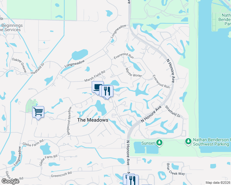 map of restaurants, bars, coffee shops, grocery stores, and more near 5164 Willow Links in Sarasota