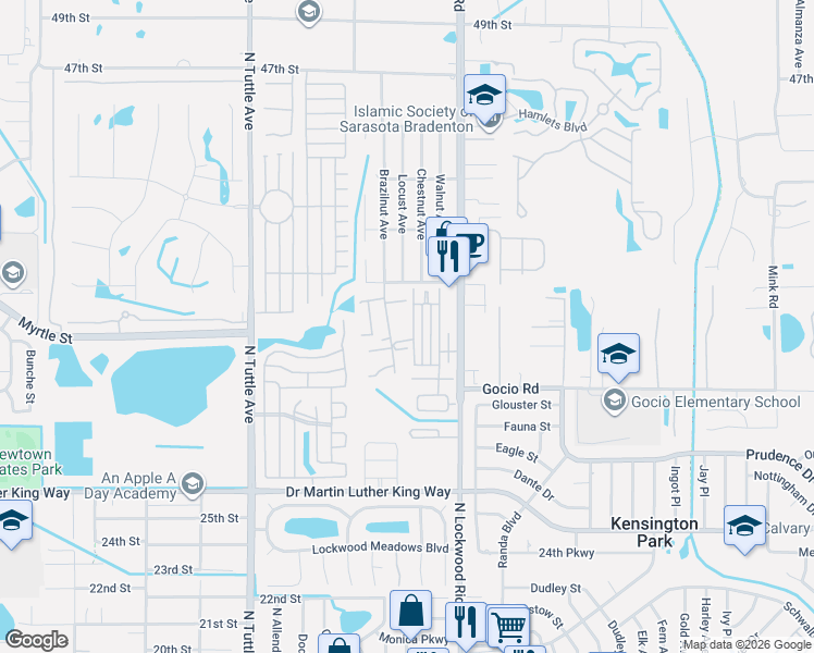 map of restaurants, bars, coffee shops, grocery stores, and more near 102 Avenue C in Sarasota