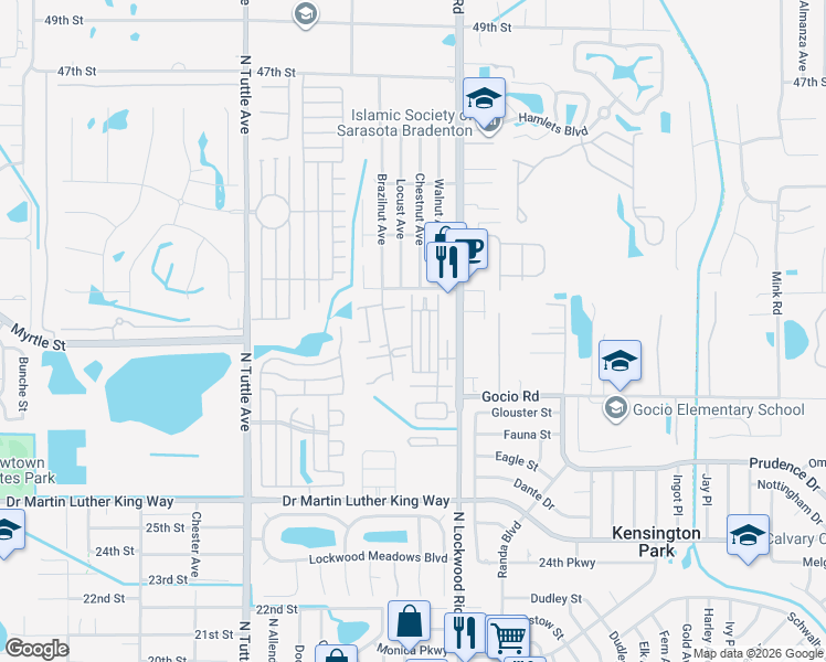 map of restaurants, bars, coffee shops, grocery stores, and more near 102 Avenue C in Sarasota