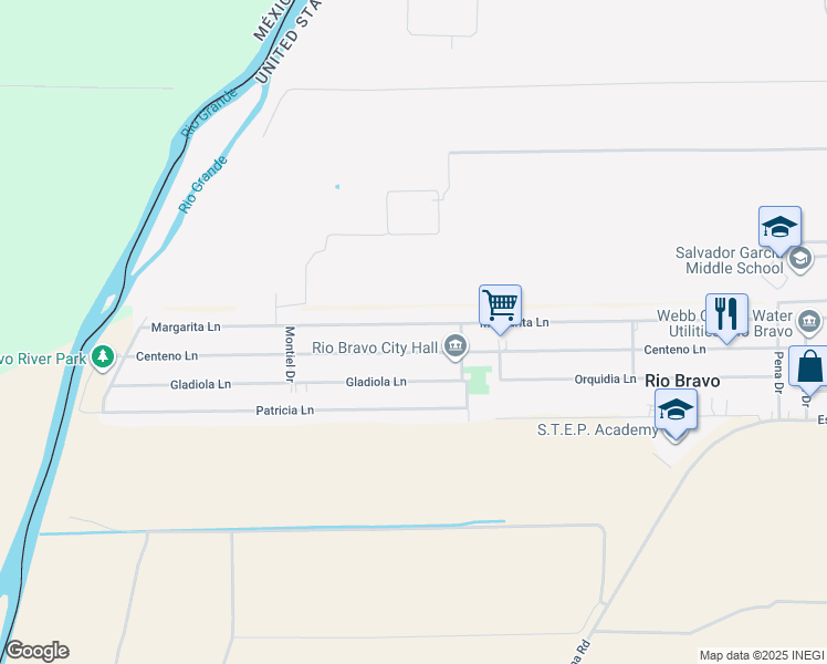 map of restaurants, bars, coffee shops, grocery stores, and more near 1719 Margarita Lane in Laredo