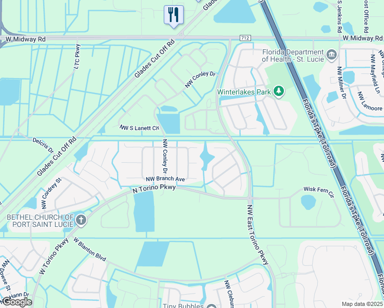 map of restaurants, bars, coffee shops, grocery stores, and more near 5453 Northwest Dolly Court in Port St. Lucie