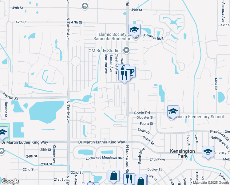 map of restaurants, bars, coffee shops, grocery stores, and more near 102 Avenue C in Sarasota
