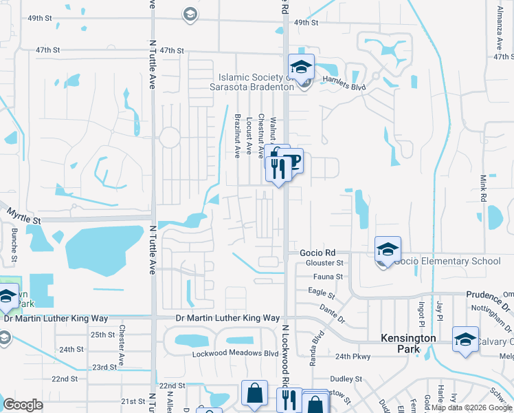 map of restaurants, bars, coffee shops, grocery stores, and more near 102 Avenue C in Sarasota