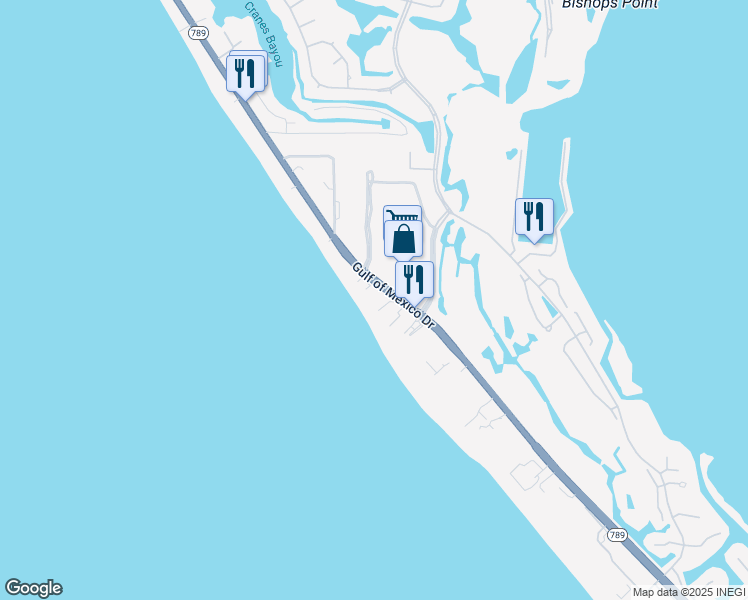 map of restaurants, bars, coffee shops, grocery stores, and more near 2721 Gulf of Mexico Drive in Longboat Key
