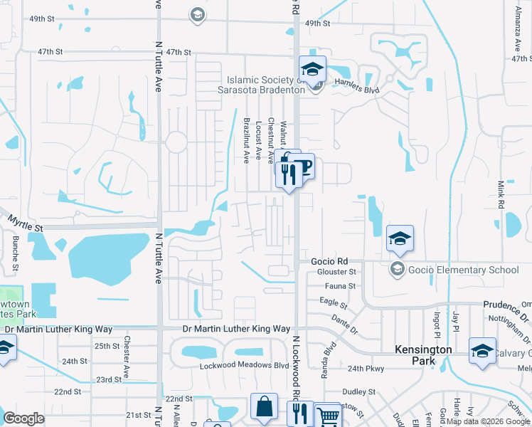 map of restaurants, bars, coffee shops, grocery stores, and more near 102 Avenue C in Sarasota