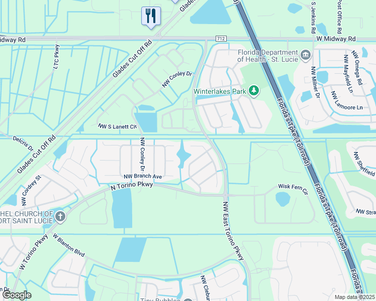 map of restaurants, bars, coffee shops, grocery stores, and more near 5473 Northwest Model Court in Port St. Lucie
