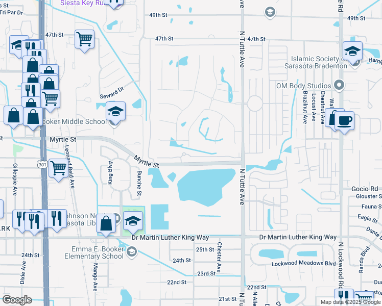 map of restaurants, bars, coffee shops, grocery stores, and more near 2662 Twin Drive in Sarasota